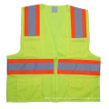 100% Polyester Mesh Customize Reflective Garment Zipper Yellow safety vest with pockets  Outdoor working safety vest